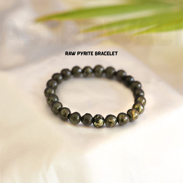 Raw Pyrite Bracelet | Certificate of Authenticity | Attracts Money and Boost Confidence | Astrology Bracelet for Men and Women | Beautifully Crafted with Healing Crystals