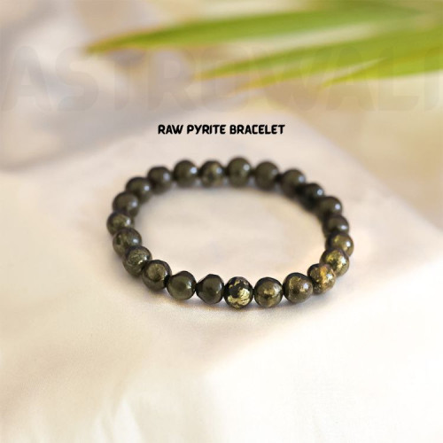 Raw Pyrite Bracelet | Certificate of Authenticity | Attracts Money and Boost Confidence | Astrology Bracelet for Men and Women | Beautifully Crafted with Healing Crystals