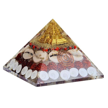 Certified Gomti Chakra Laxmi Pyramid Original| Lakshmi Yantra Pyramid with Gomati Chakra Shri Yantra Rudraksha Cowrie Kodi Vastu Unqiue Item for Home